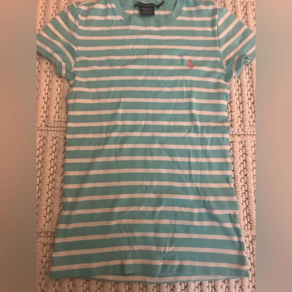 Polo Ralph Lauren Women’s S/P Preppy Sporty Blue White Striped Cotton Blouse Top - Picture 5 of 15